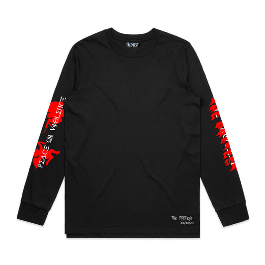 Long Sleeve The Protest Peace or Violence - Black